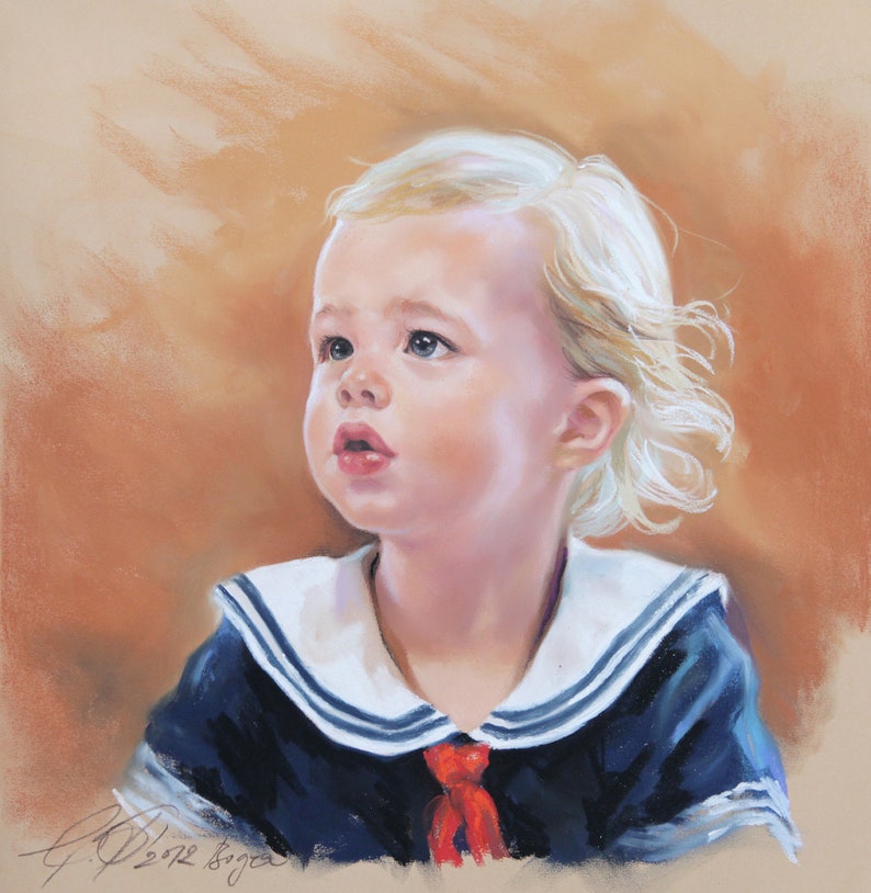 Baby portrait. Custom Pastel Portrait Painting of baby from photography image 1