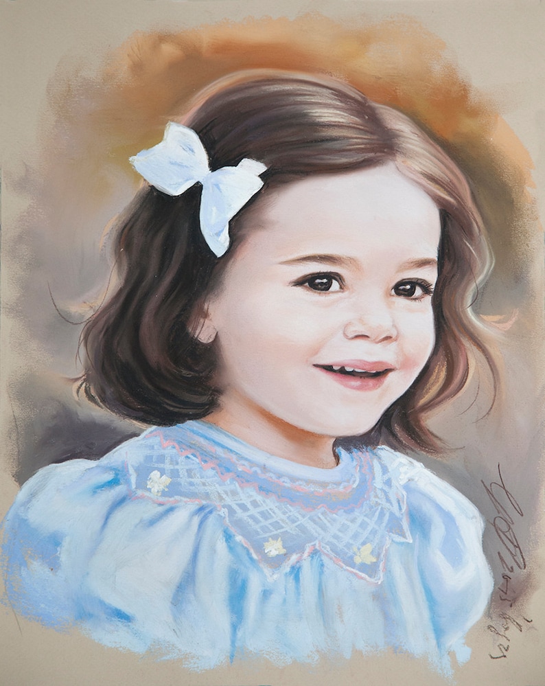 Small Size Pastel Portrait for a Girl Etsy