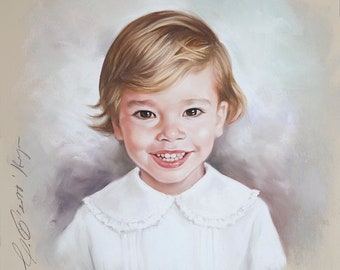 Handmade Pastel portrait, Portrait painting of a nice boy, children portraits.