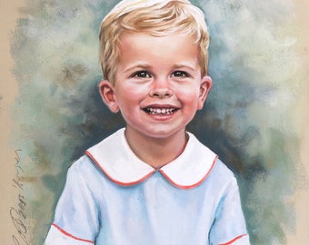 Custom Pastel Portrait from Photography, Handmade Pastel portraits, Children portraits.