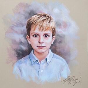 Custom Pastel Portrait from photography. Pastel portrait of a boy, Handmade portrait, painted portraits