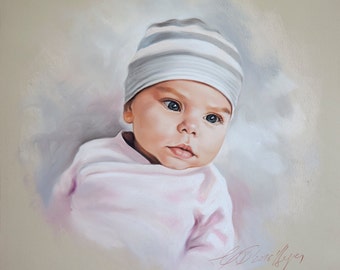 Pastel portrait commission of a little baby girl