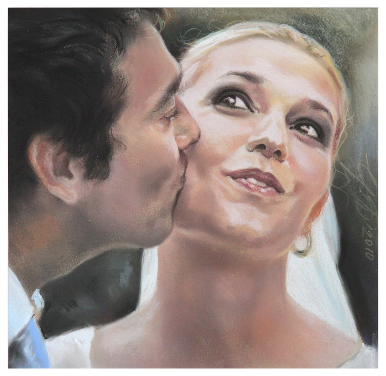 Wedding Pastel portrait in Soft Pastel Technique imagem 1