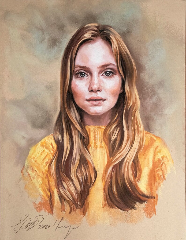 Pastel Portrait From Photography.pastel Portrait of a Young Etsy