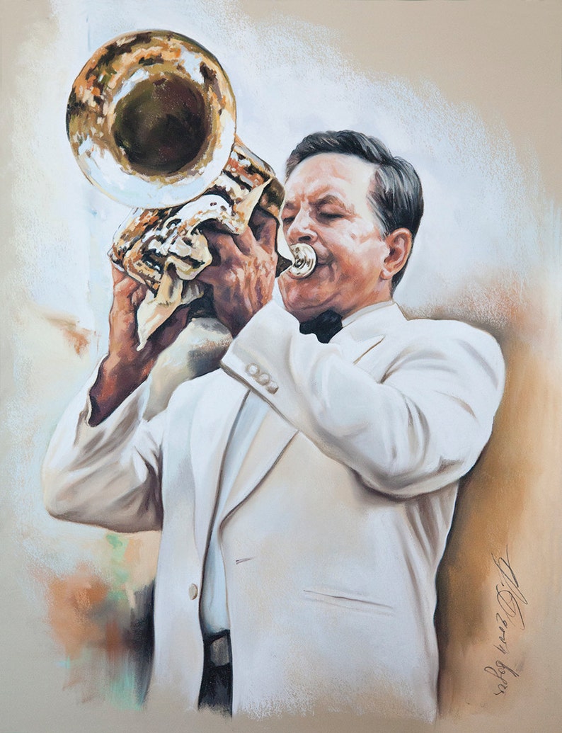 Pastel portrait of a musician, Men portraits image 1