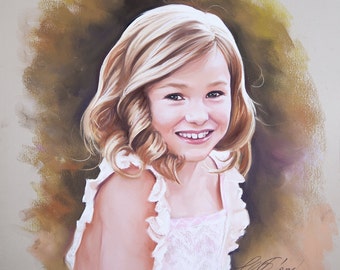 Sweet young girl, Pastel portrait, Drawing portraits