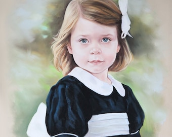 Pastel portrait painting, 21,5 x 20 Inches
