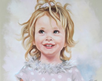 Handmade Pastel portrait of a young girl