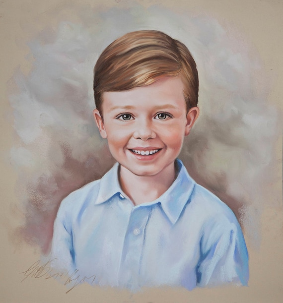Pastel portrait, Portrait painting of a boy, Children portraits and Pastel portraits, custom portrait, Commissioned Pastel portrait