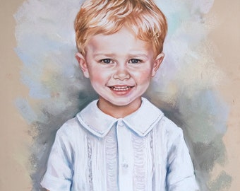 Portrait pastel personnalisé à partir de la photographie. Portrait au pastel fait à la main d'un enfant, portraits d'enfants.