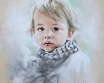 Custom Pastel Portrait Painting of Child from photography