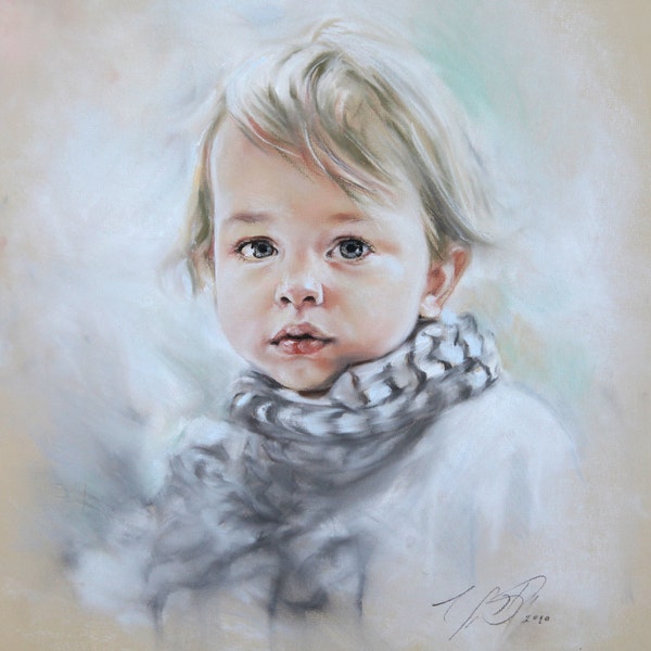 Custom Pastel Portrait Painting of Child from photography