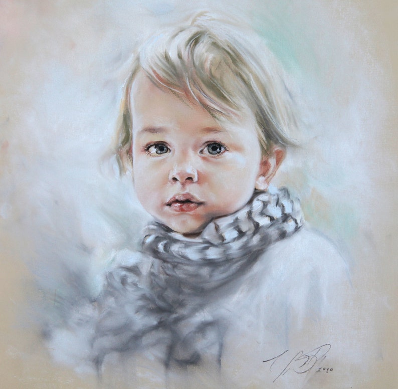 Custom Pastel Portrait Painting of Child from photography image 1