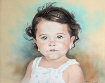 Custom Pastel Portrait Painting of Child from photography