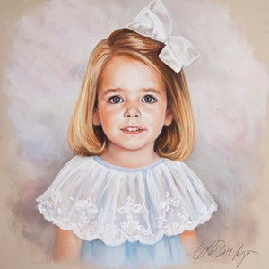 This is a Pastel portrait painting of a beautiful girl, a handmade Pastel portrait. (Children portraits)