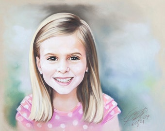 Small size Pastel Portrait Painting of a girl