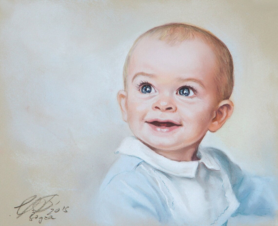 Small Size Pastel Portrait Painting Baby Portrait | Etsy