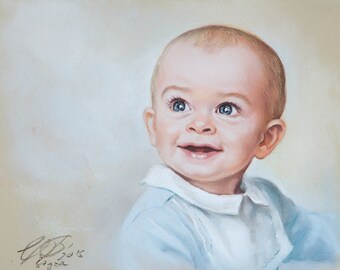 Small Size Pastel Portrait Painting, baby portrait