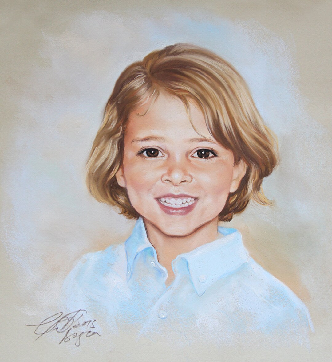 Pastel Portrait Commission of a Child 19.5x195 Inches - Etsy