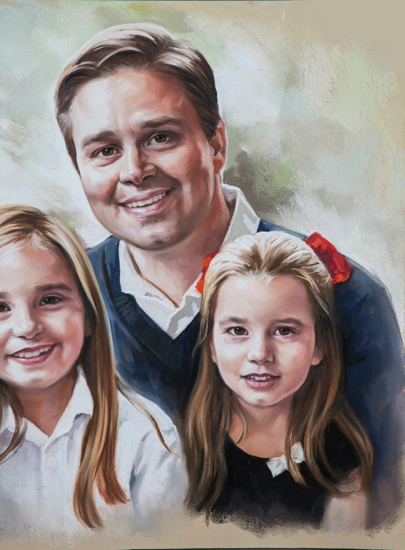 Custom Pastel Portrait from photography, Family portrait painting, Pastel painting, Portrait paintings, big size image 3