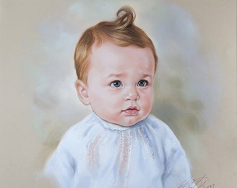 Portrait painting, Pastel of a baby boy