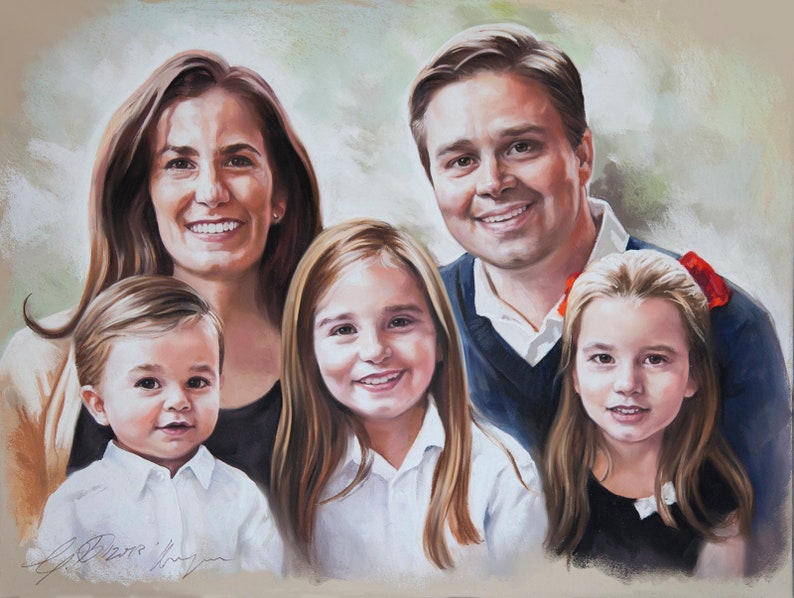 Custom Pastel Portrait from photography, Family portrait painting, Pastel painting, Portrait paintings, big size image 1
