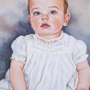 Big Size Pastel Portrait Painting of a baby boy, 29x 43 inches image 2