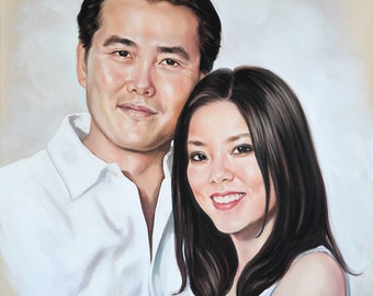 Couple portrait, pastel portrait painting