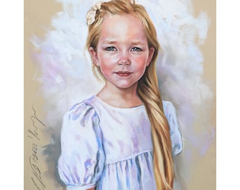 Custom Pastel Portrait from photography. Portrait from photo. Handmade pastel portrait painting.