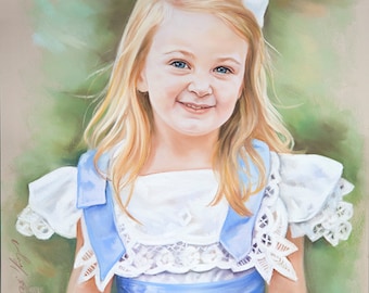 Pastel portrait of a girl, Large pastel portrait, portraits drawing