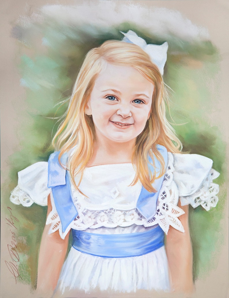 Pastel portrait of a girl, Large pastel portrait, portraits drawing image 1