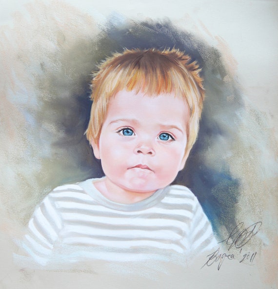 Custom Pastel Portrait Painting of Child from photography | Etsy