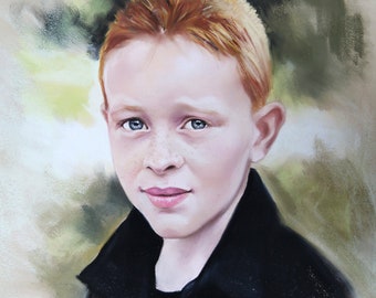 Custom Pastel Portrait Painting of a boy, from photography