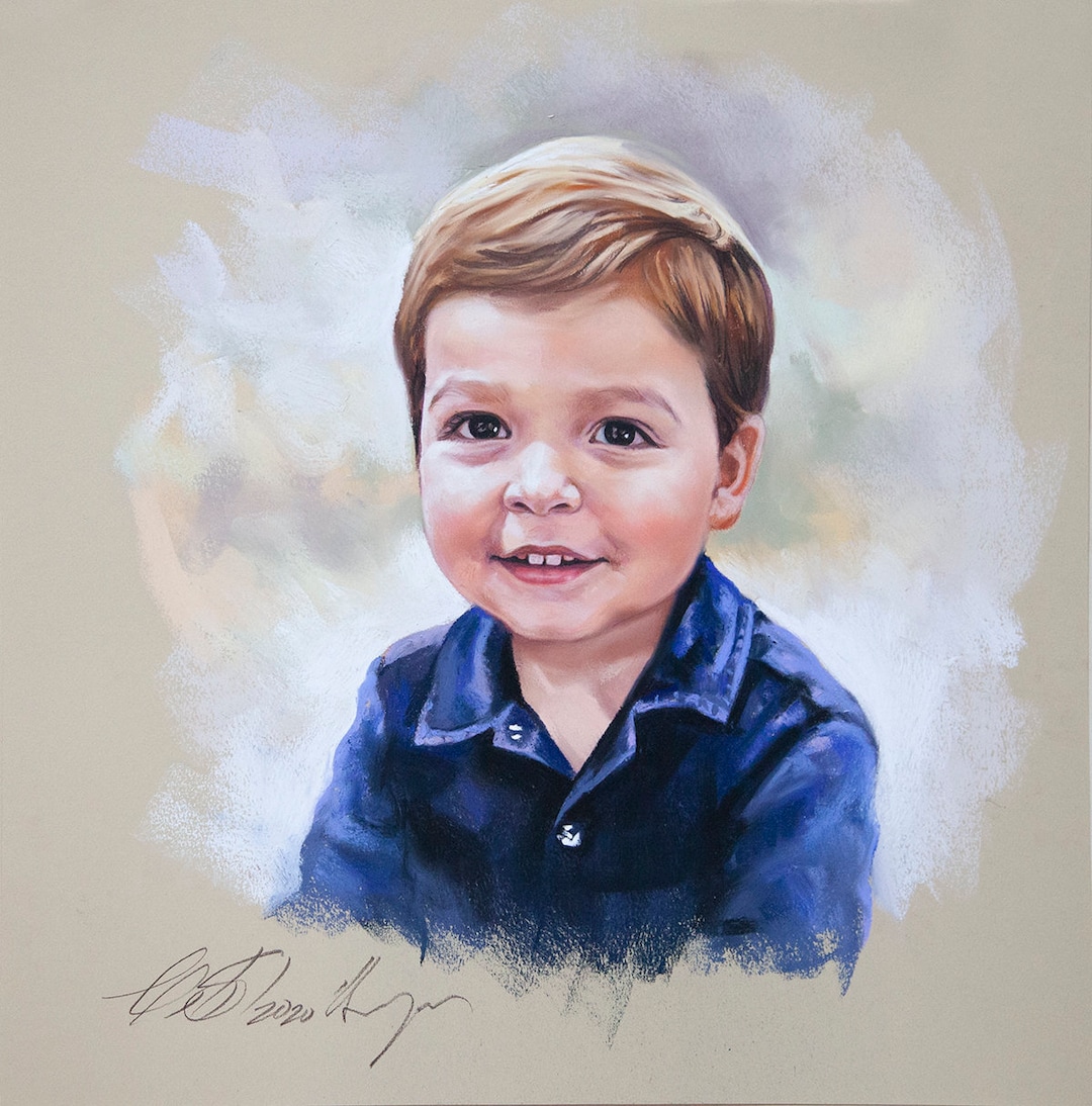 Soft Pastel Portrait of a Boy. Portrait Painting of a Nice - Etsy