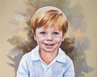 Personalisiertes Pastell Portrait aus der Fotografie. Kinder malen Porträts