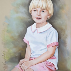 Pastel portrait of a boy, Handmade drawing portrait