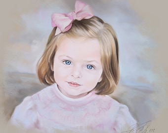 Custom Pastel portrait of a child, Handmade portraits, Children portraits