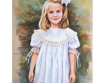 Große Pastell Porträts, Porträtgemälde. 3/4 Figur Pastell Porträt eines Mädchens.