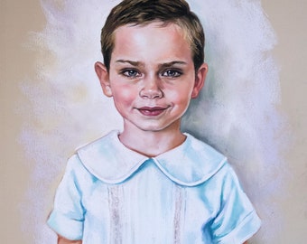 Custom Pastel portrait of a boy, Handmade Pastel portraits, Children's portraits