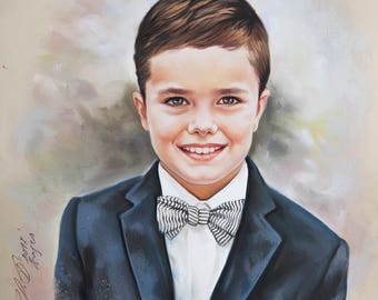 Pastel portrait, Portrait painting of a boy, Children portraits and Pastel portraits, custom portrait, Commissioned Pastel portrait