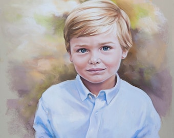 Pastel portrait, Portrait painting of a boy, Children portraits and Pastel portraits, custom portrait, Commissioned Pastel portrait.