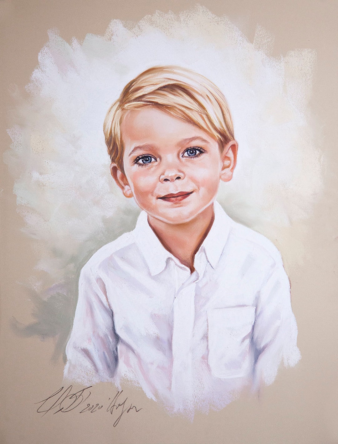 Custom Pastel Portrait From Photography. Painting Portrait of a Boy. - Etsy