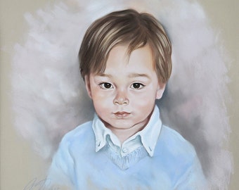 Custom Pastel portrait of a boy, head and shoulders portrait