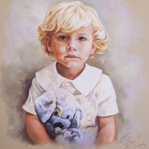 Custom Pastel Portrait of a boy from photography, Children portraits image 1