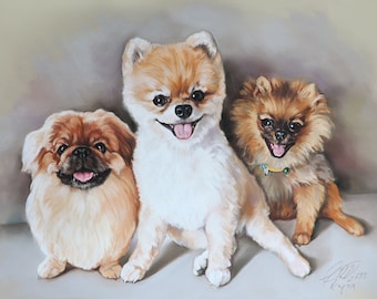 3 little dogs portrait