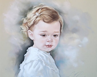 Custom Pastel portrait of a baby girl. Baby portrait