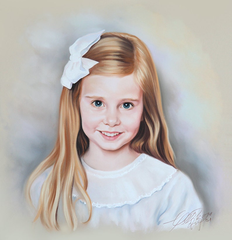 Pastel portrait, Portrait painting of a girl, Children portraits and Pastel portraits, custom portrait, Commissioned Pastel portrait. image 1