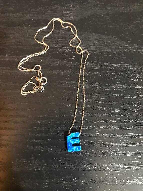 Sterling Silver Opal "E" Necklace - image 2