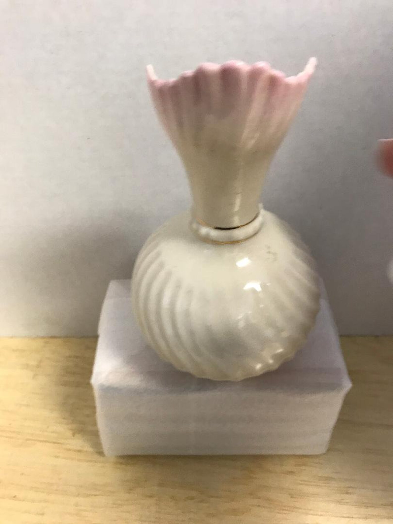 Belleek Vase With Pink Accent Etsy