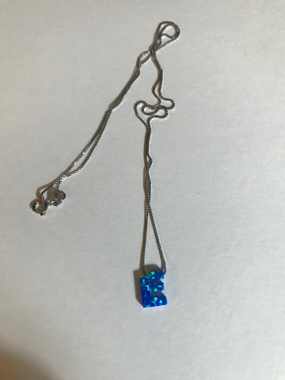 Sterling Silver Opal "E" Necklace - image 3